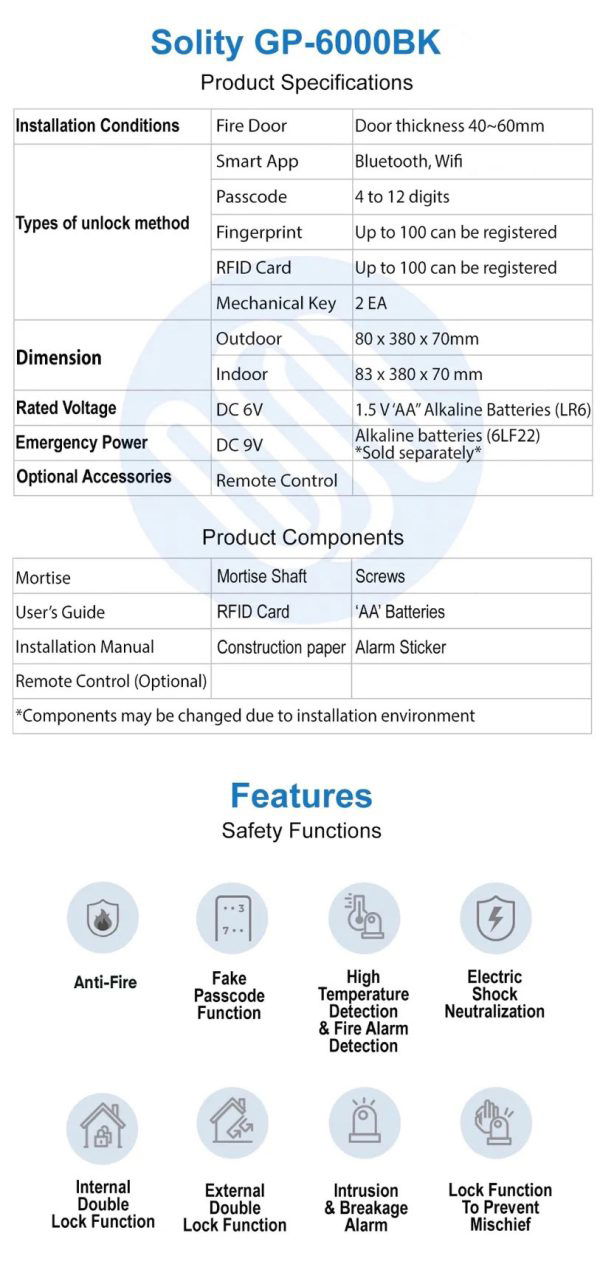 Solity GP-6000BK Digital Door Lock