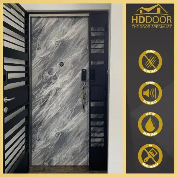 Double Leaf Marble Design Laminate Main Door