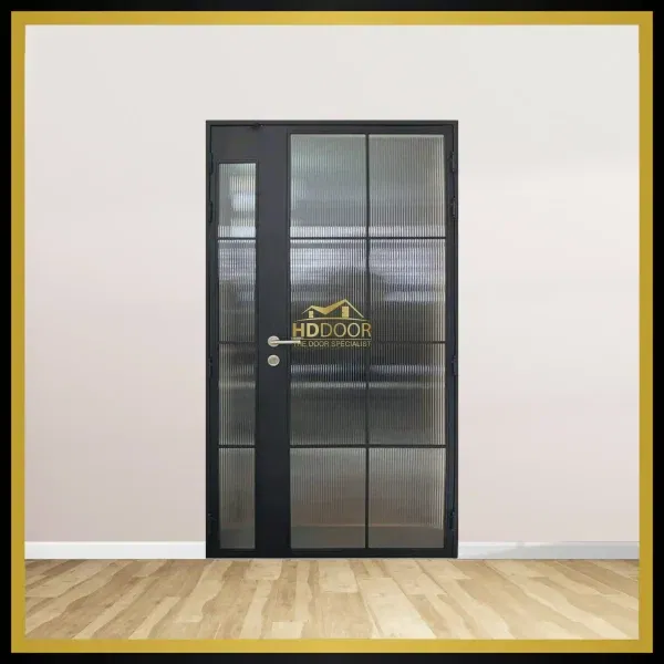 Customized mild steel fluted glass gate black