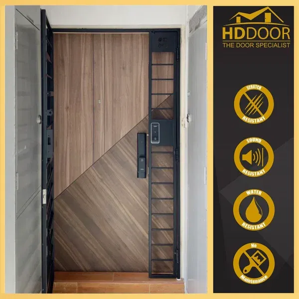Groove line fire rated laminate main door