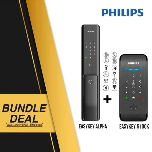 Philips EasyKey Bundle Sale Alpha Digital Door Lock + 5100K Gate lock