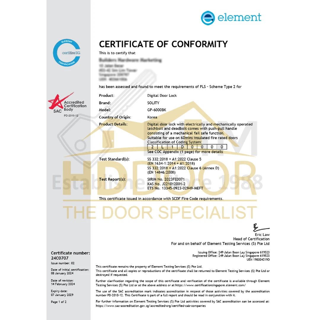 Solity GP-6000BKF Digital Door Lock